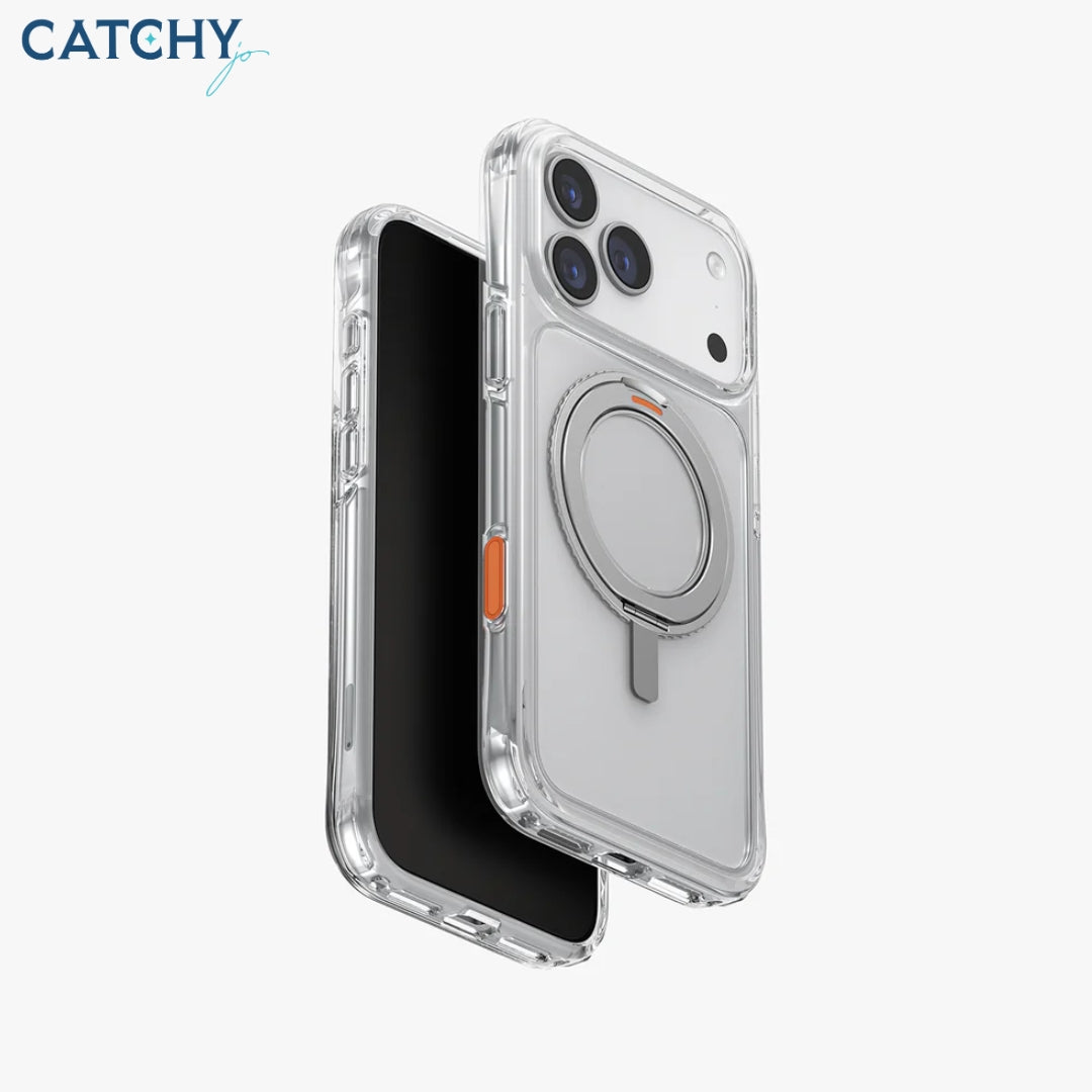 UNIQ Swivix Rotating Kickstand Case | iPhone 17 Pro | iPhone 17 Pro Max | Orange | Black | Clear UNIQ Swivix Rotating Kickstand Case | iPhone 17 Pro | iPhone 17 Pro Max | Orange | Black | Clear