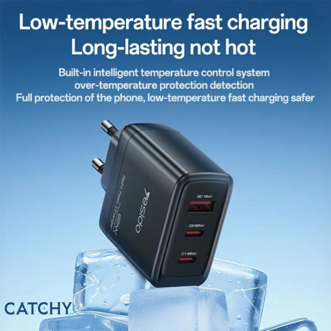 YESIDO YC144C GaN 3-Port Fast Charger (65W)