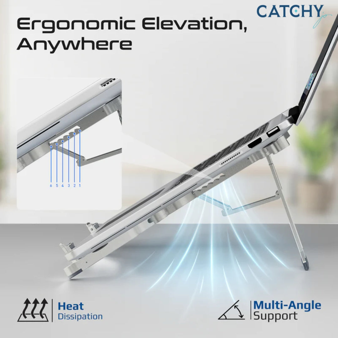 PROMATE FoldiX حامل لابتوب مدمج قابل للطي ومتعدد المستويات