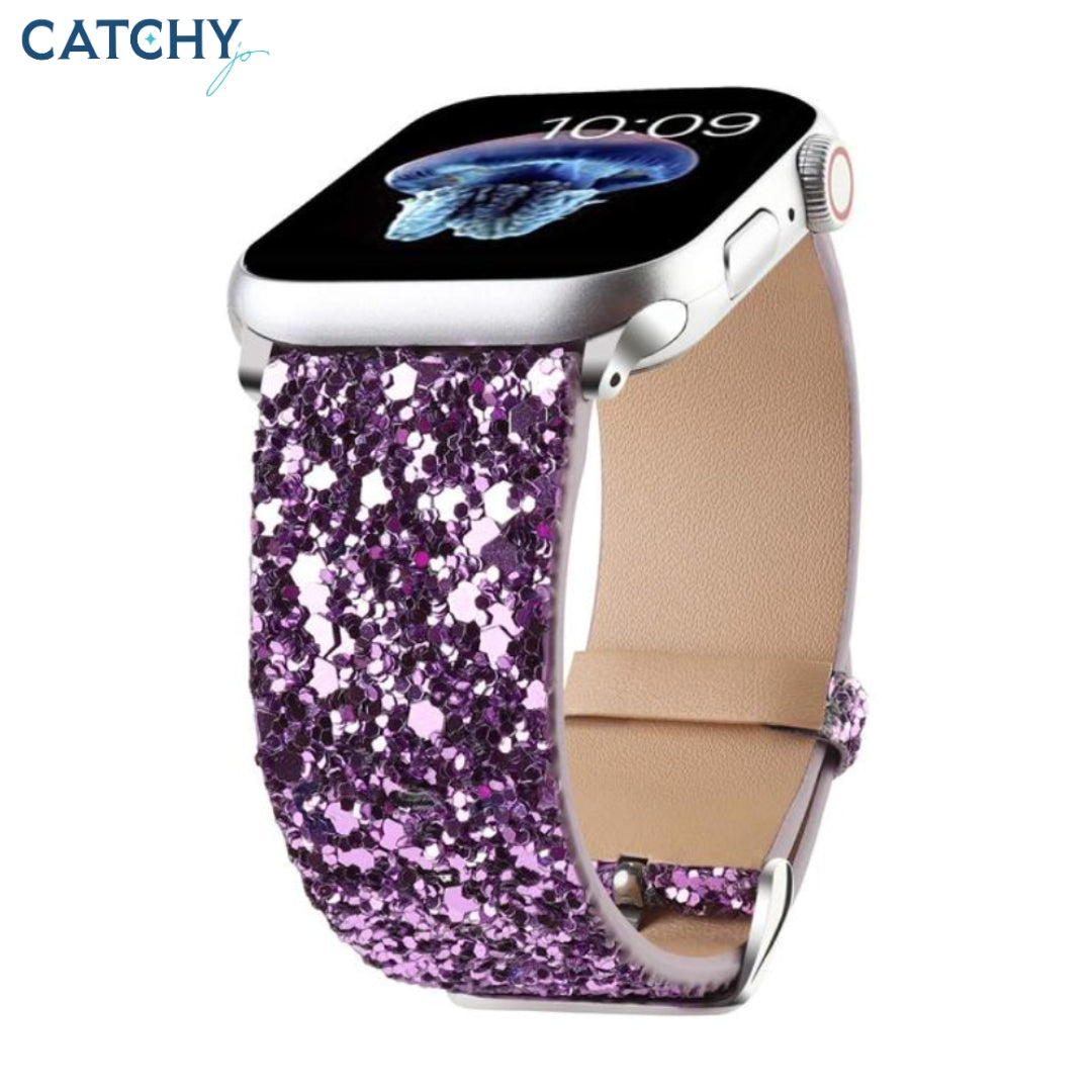 Apple Watch Sequin Leather Band | Red | White | Purple | Pink | 42mm | 44mm | 45mm | 46mm (Series10) | 49mm Apple Watch Sequin Leather Band | Red | White | Purple | Pink | 42mm | 44mm | 45mm | 46mm (Series10) | 49mm