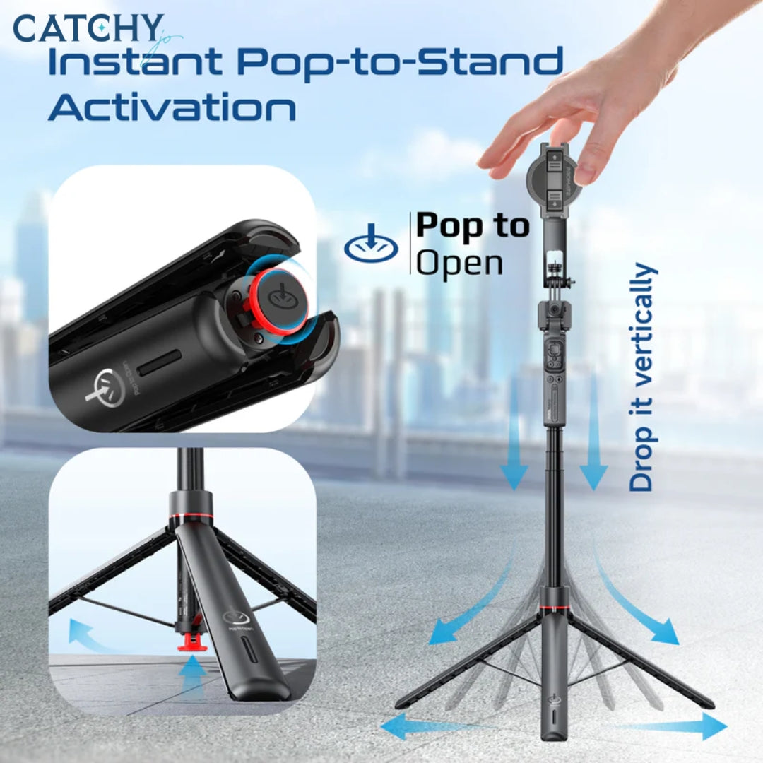PROMATE TriPop-Ai 360° Tracking Telescopic Selfie Stick