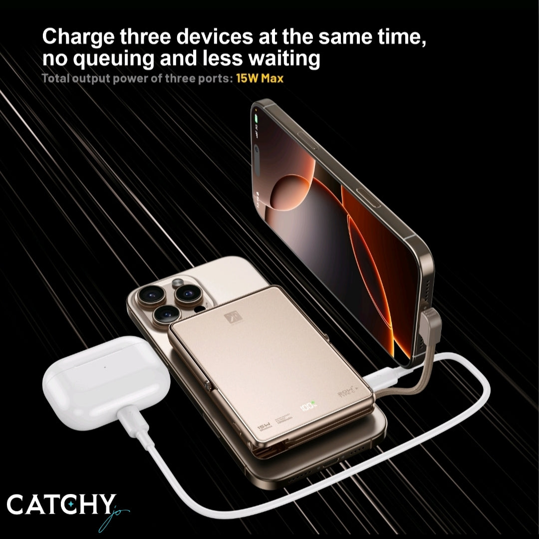 PW-588 5lN1 Ultra-Thin Magnetic Wireless Power Bank (10000mAh)