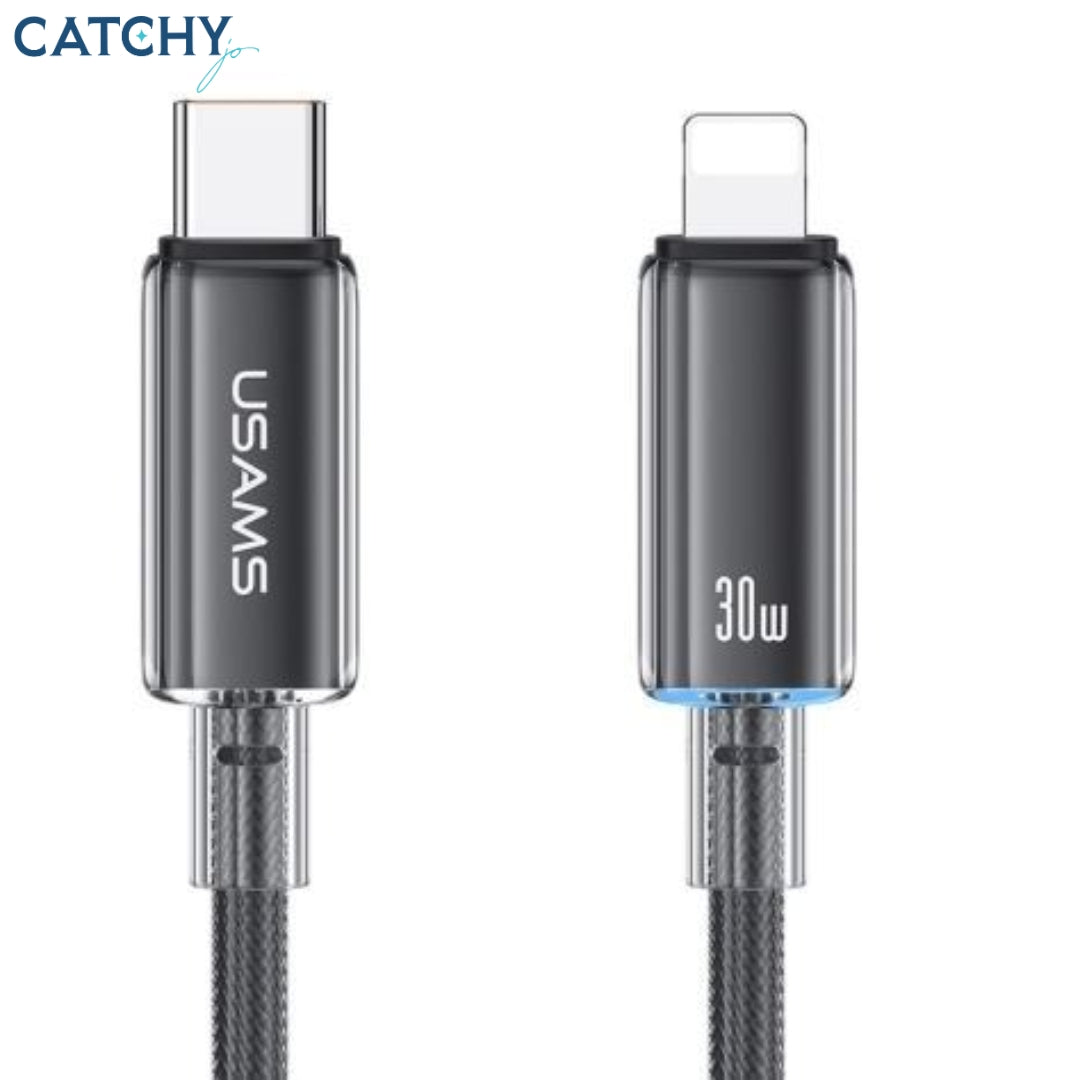 USAMS SJ659 Type-C To Lightning Fast Charging Transparent Data Cable (1.2M)