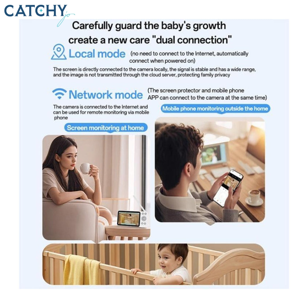 YESIDO KM28 Smart 5 inch HD WiFi Baby Monitor With Crying Motion Detection