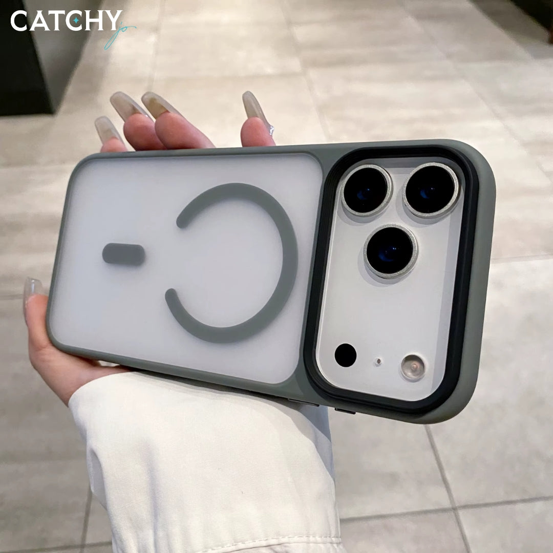 Metal Button Matte PC Hard Magnetic iPhone Case