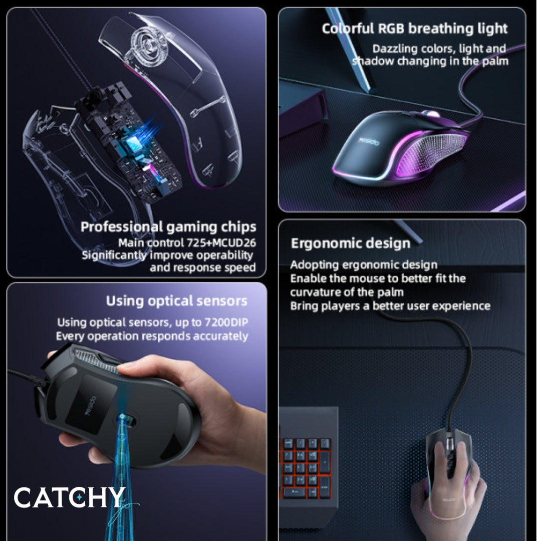 YESIDO KB20 USB Wired Connection RGB Colorful Gaming Mouse