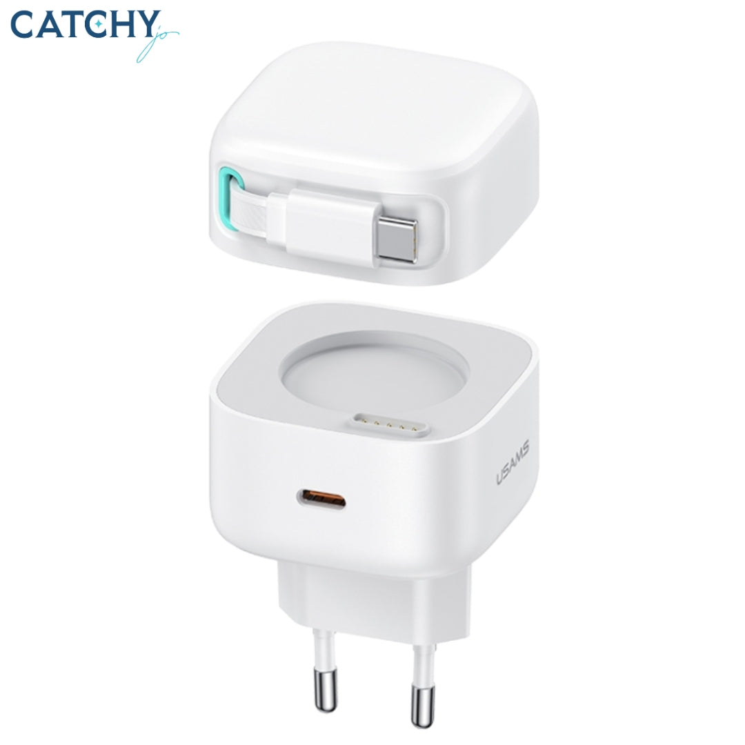 USAMS US-CC202 Dual 2C Output With Type-C Magnetic Retractable Cable Module (35W)