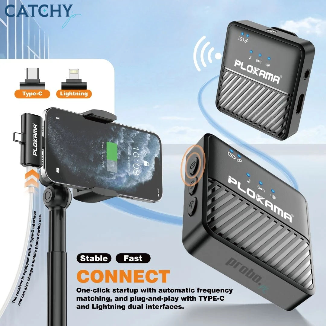 Plokama VM-60 Wireless Dual Lavalier Microphone For Android & iPhone