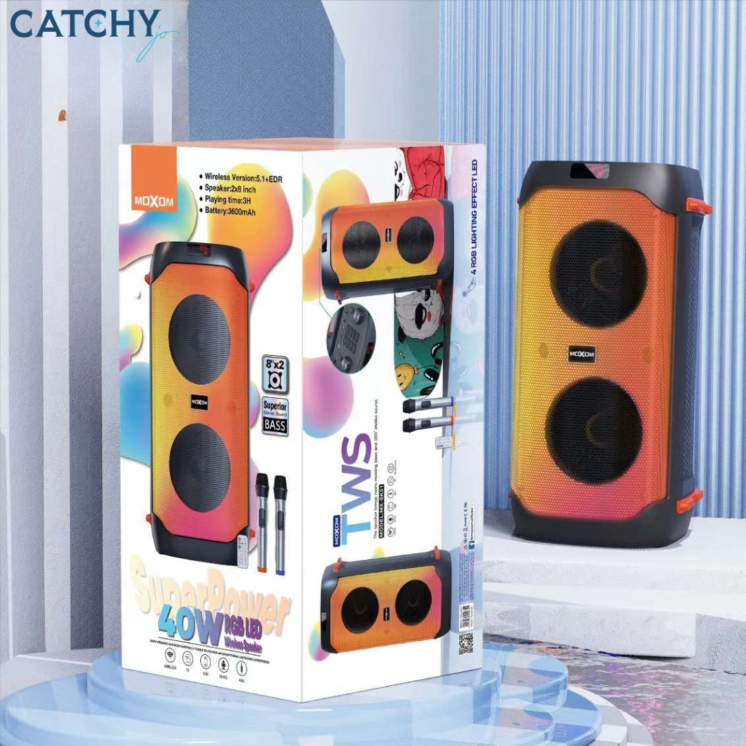 MOXOM MX-SK51 SuperPower Wireless Speaker With 2 Wireless Mics MOXOM MX-SK51 SuperPower Wireless Speaker With 2 Wireless Mics