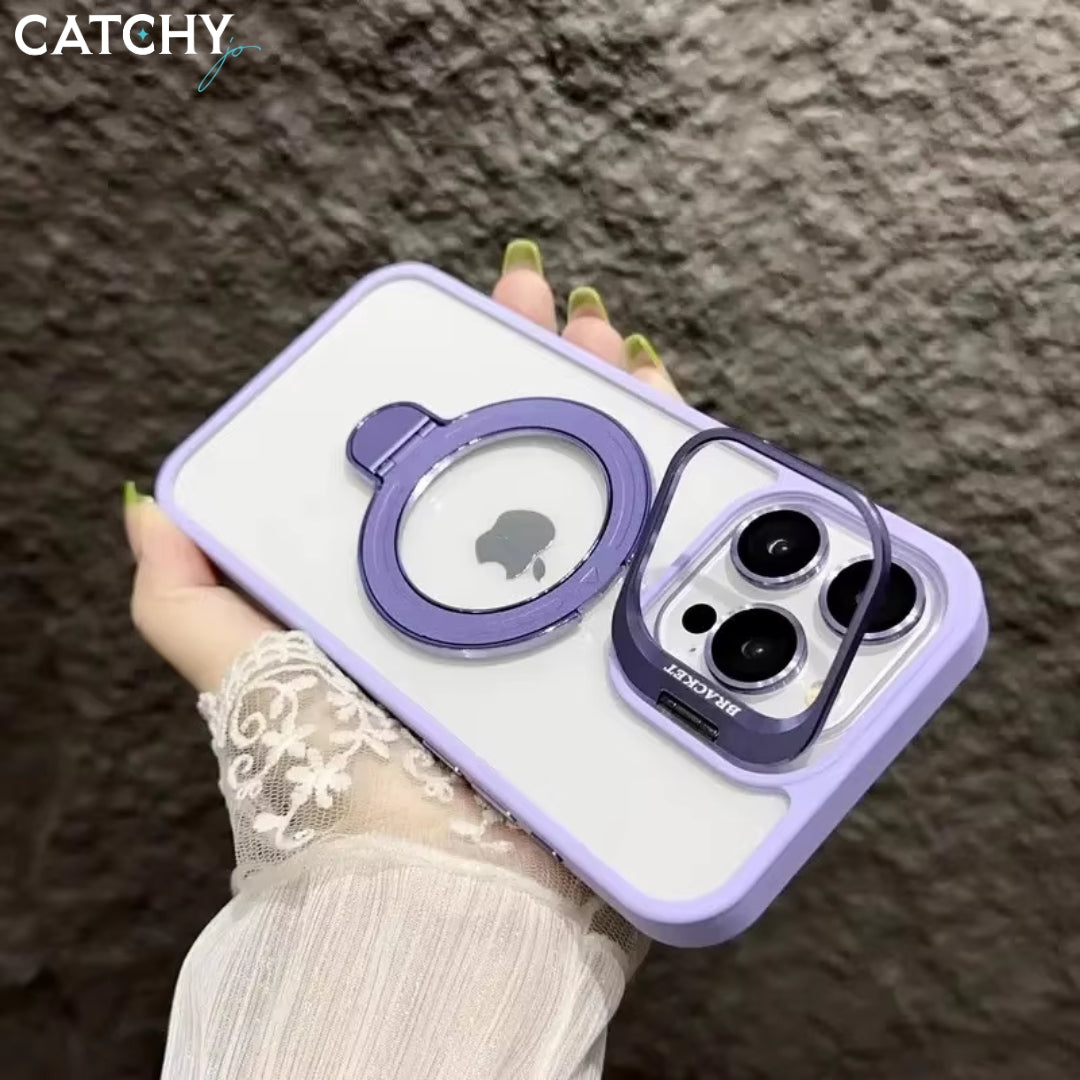iPhone Fashion Hollow Lens Holder Magnetic Suction Case
