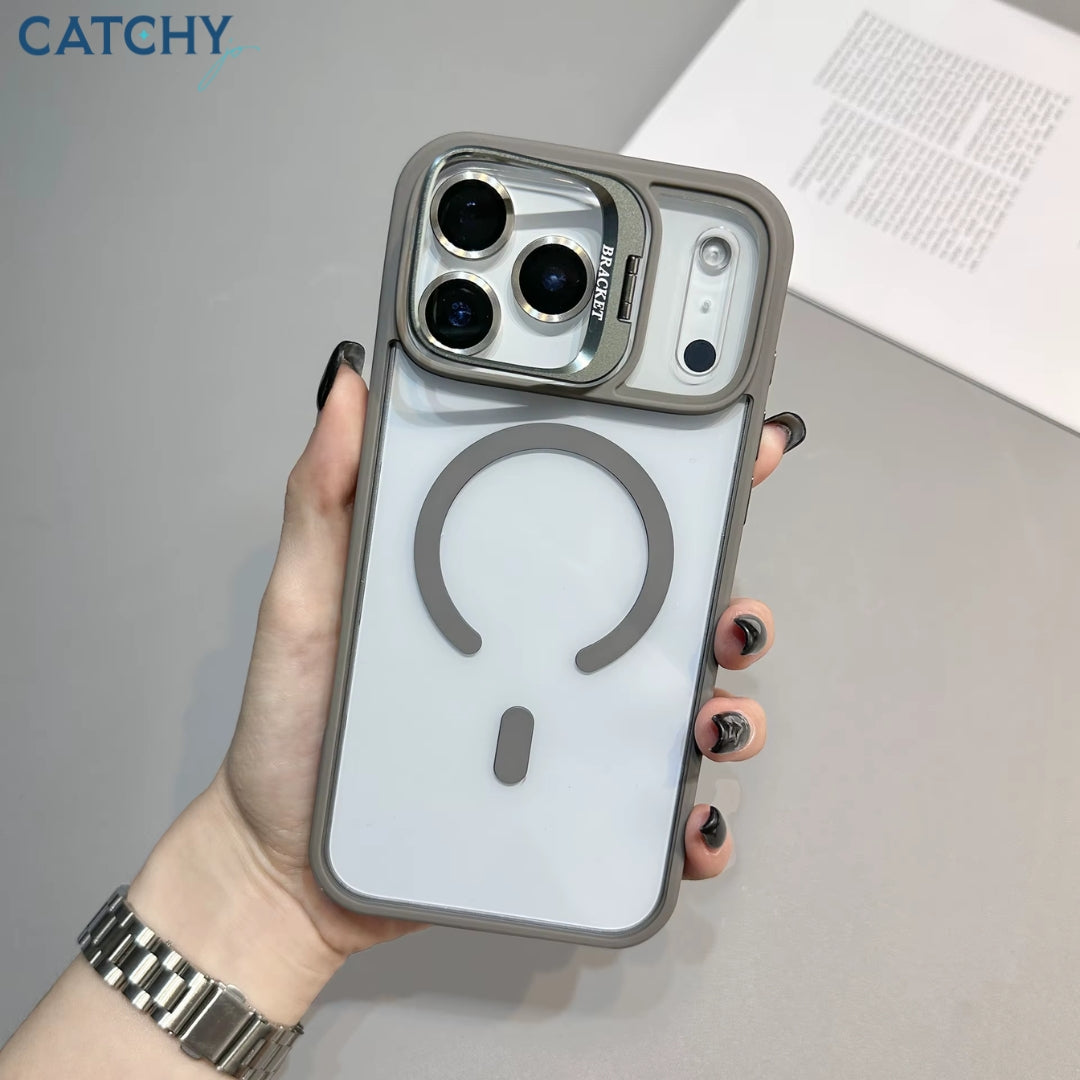 iPhone Metal Lens Bracket Magnetic Clear Case