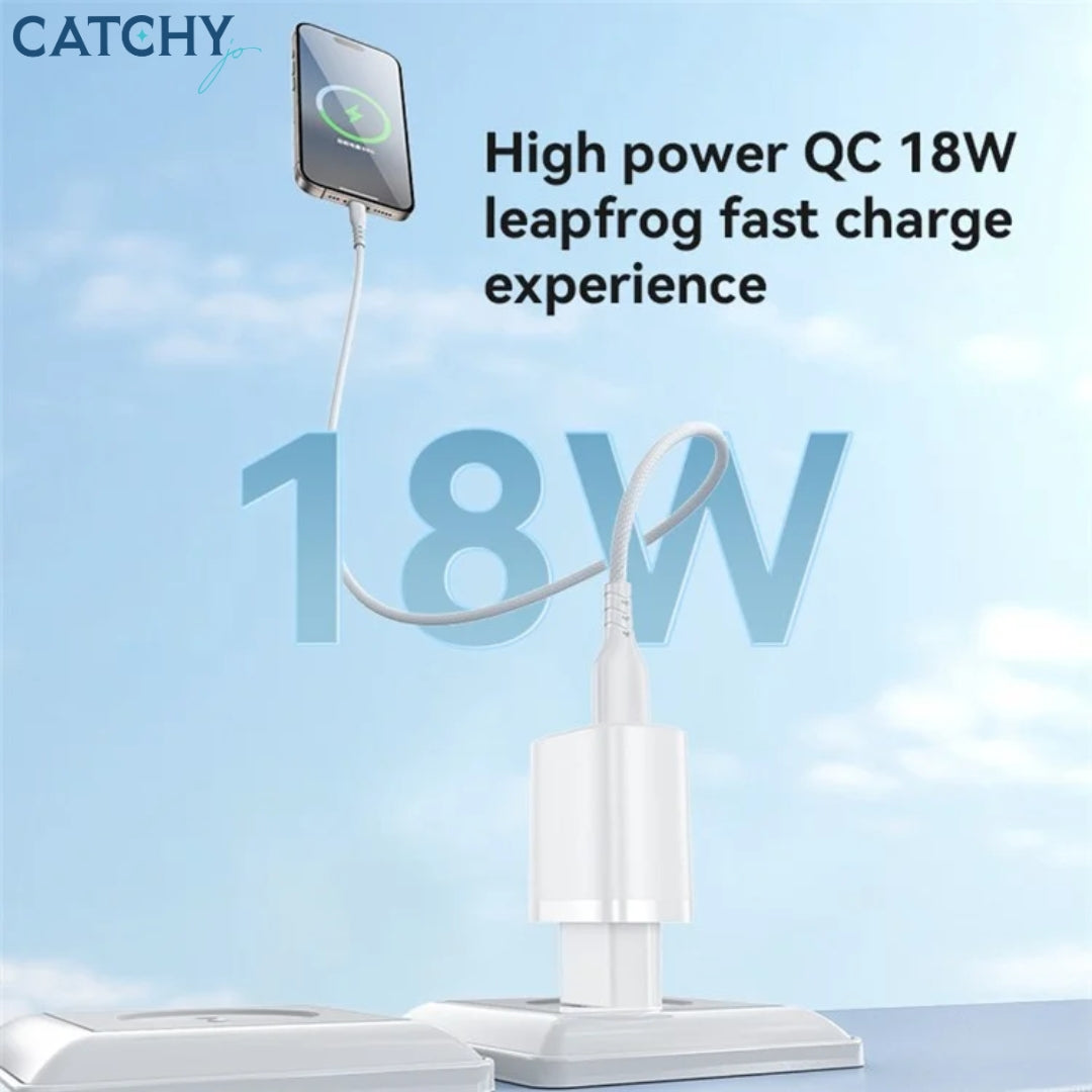 YESIDO YC66C USB Port Wall Charger With Type-C Cable (18W)