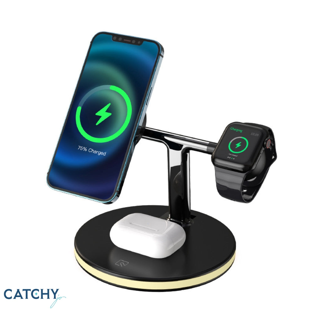 3 in 1 Fast Wireless Charging Circle Station With Strip Light