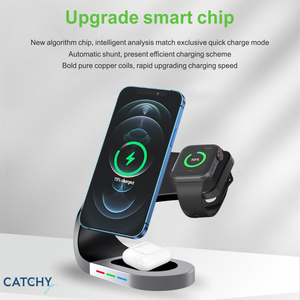 3 in 1 Fast Wireless Charging Stand Wrapped Design