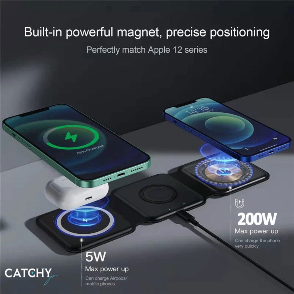 3 in 1 Magnetic Wireless Charger Foldable Pad