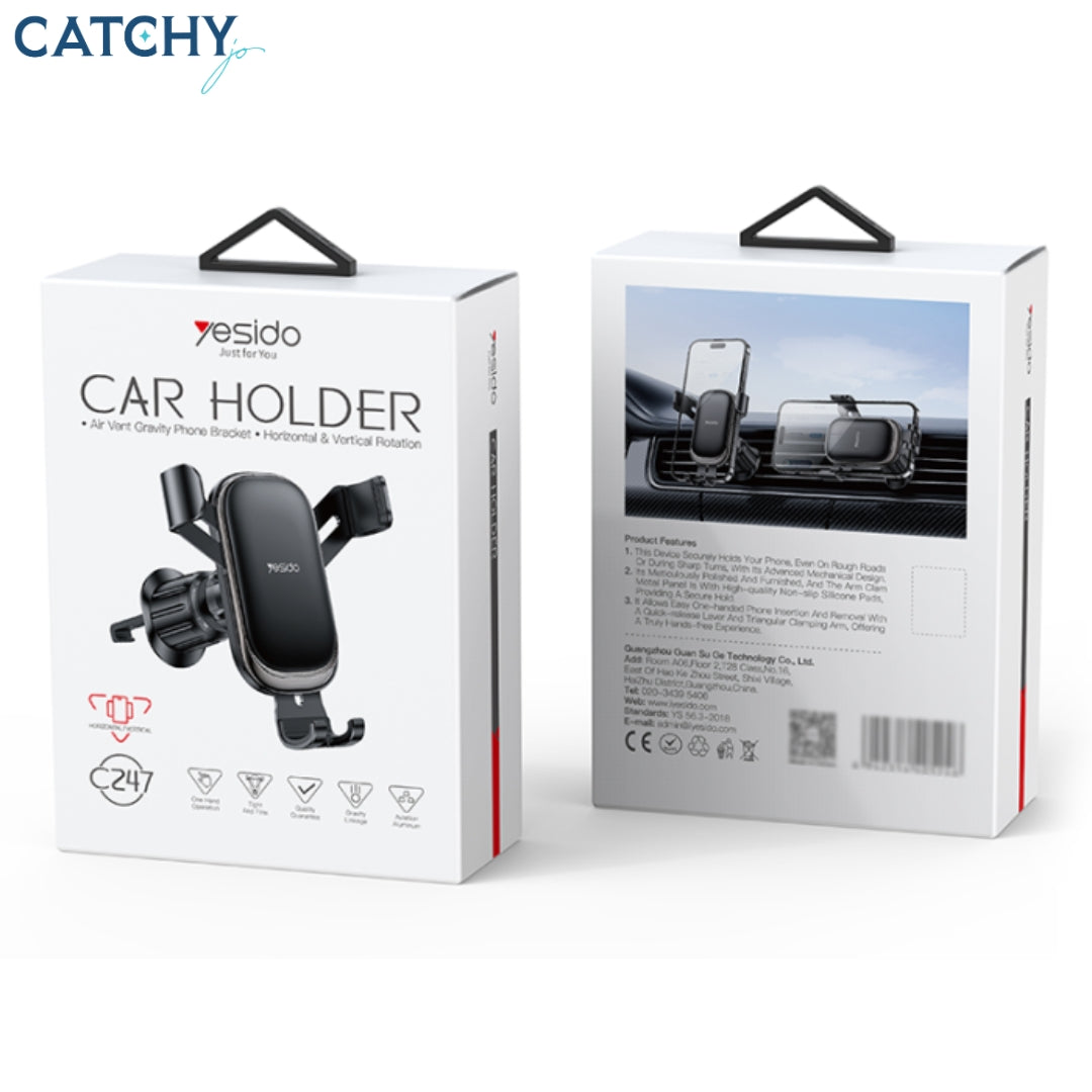 YESIDO C247 360°View Angle Horizontal Car Phone Holder