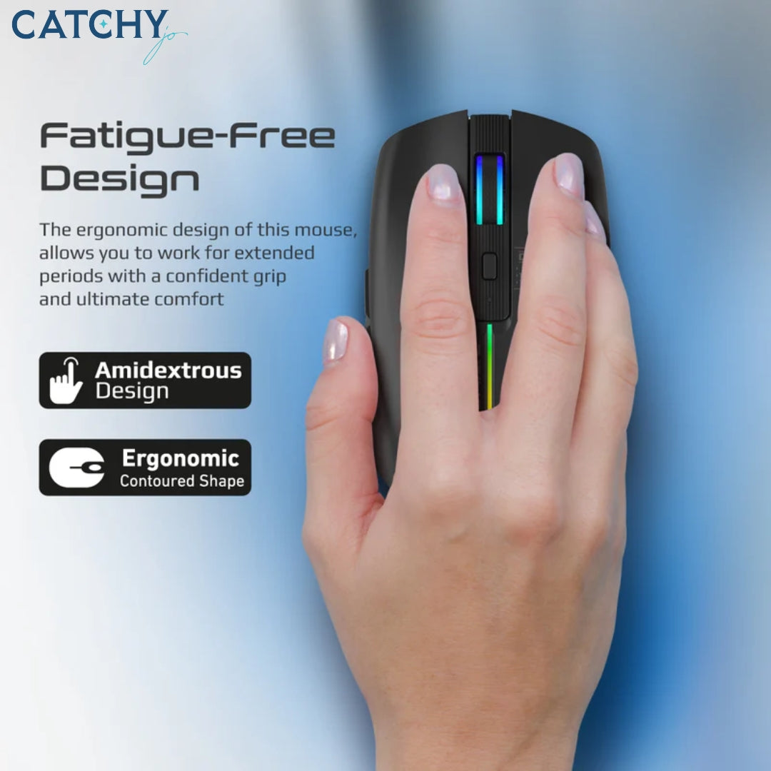 PROMATE Kitt Wireless Ergonomic Mouse With LED Rainbow Lights