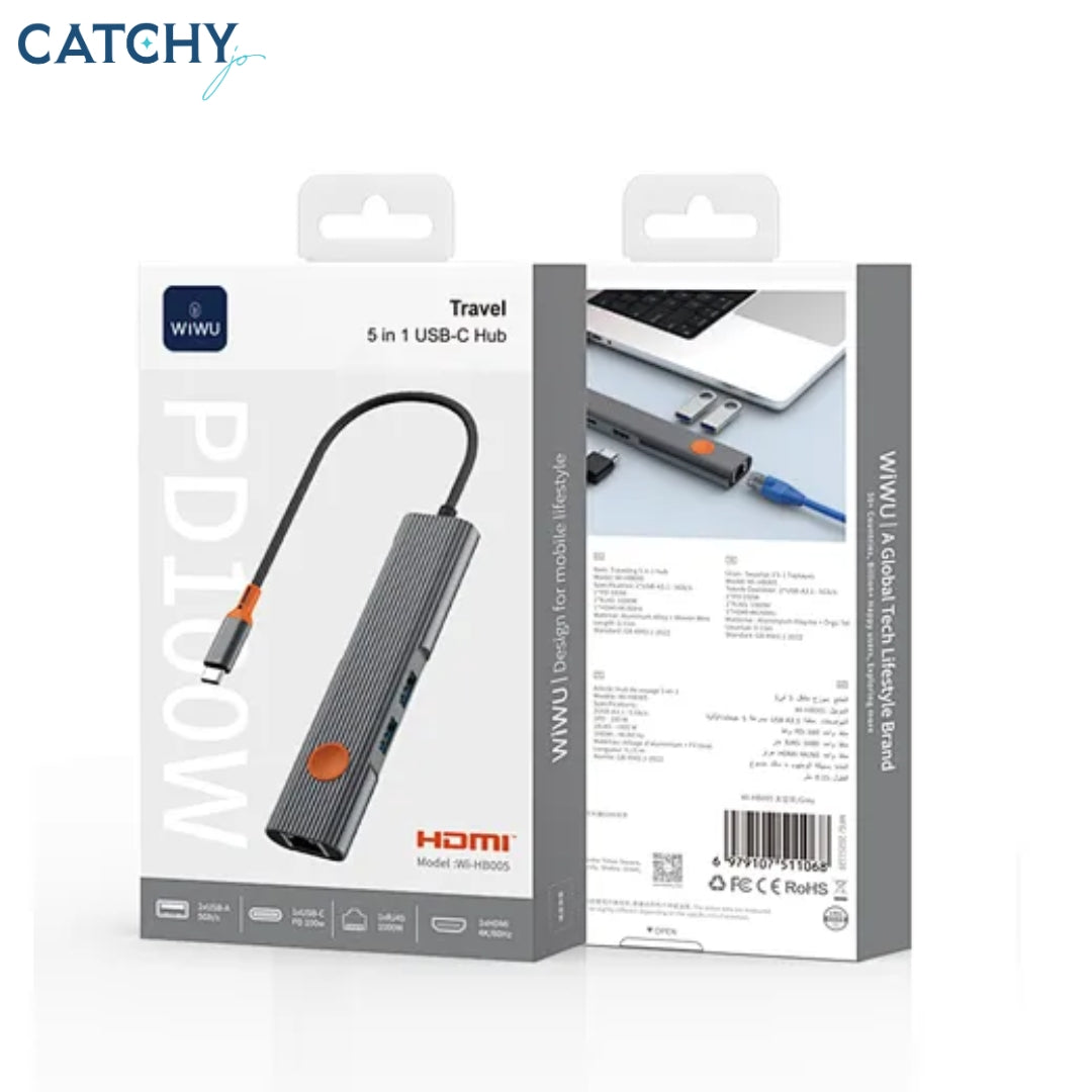 WiWU Wi-HB005 5 in 1 Travelling USB-C Hub