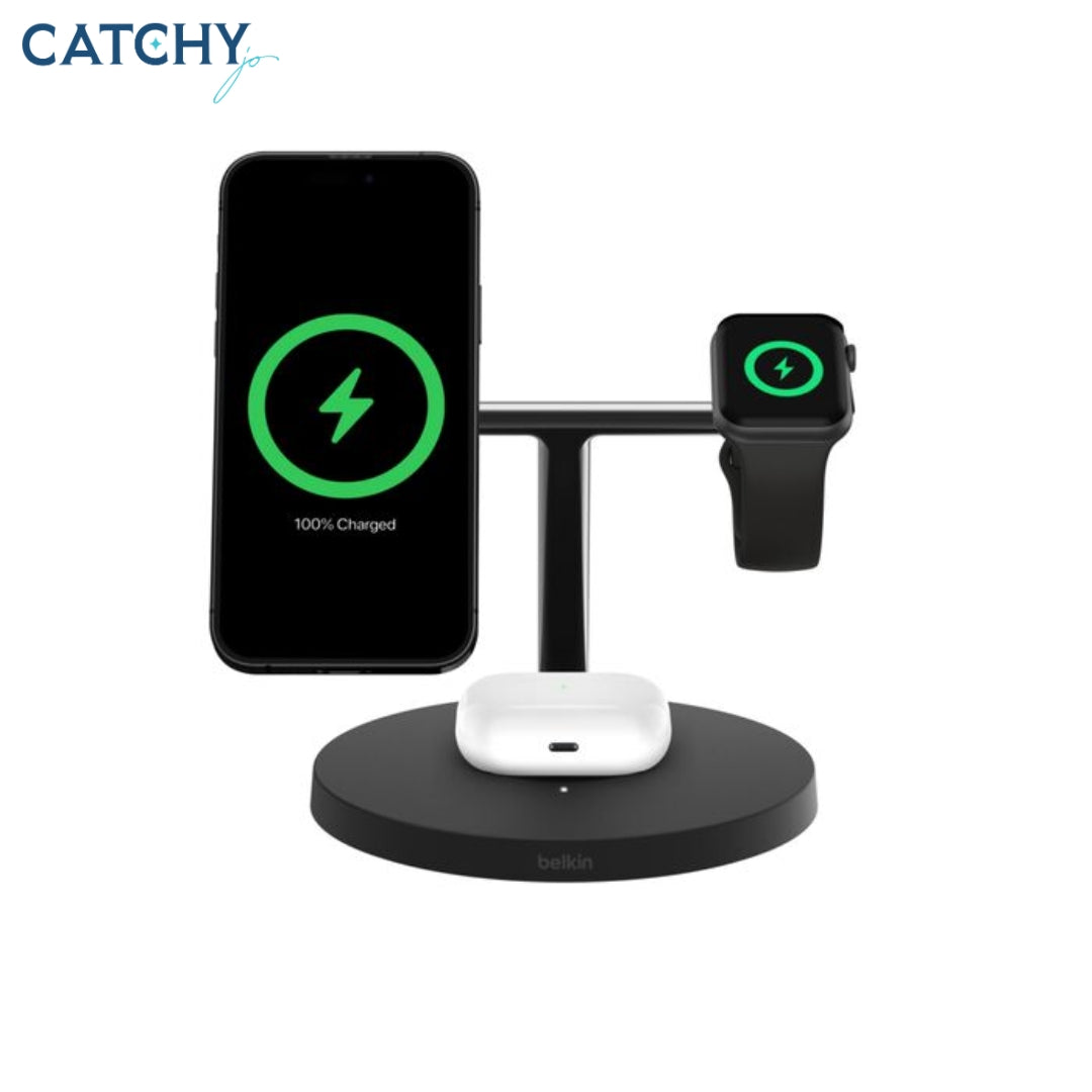 BELKIN BoostCharge Pro 3-in-1 Wireless Charging Stand With Qi2 (15W)