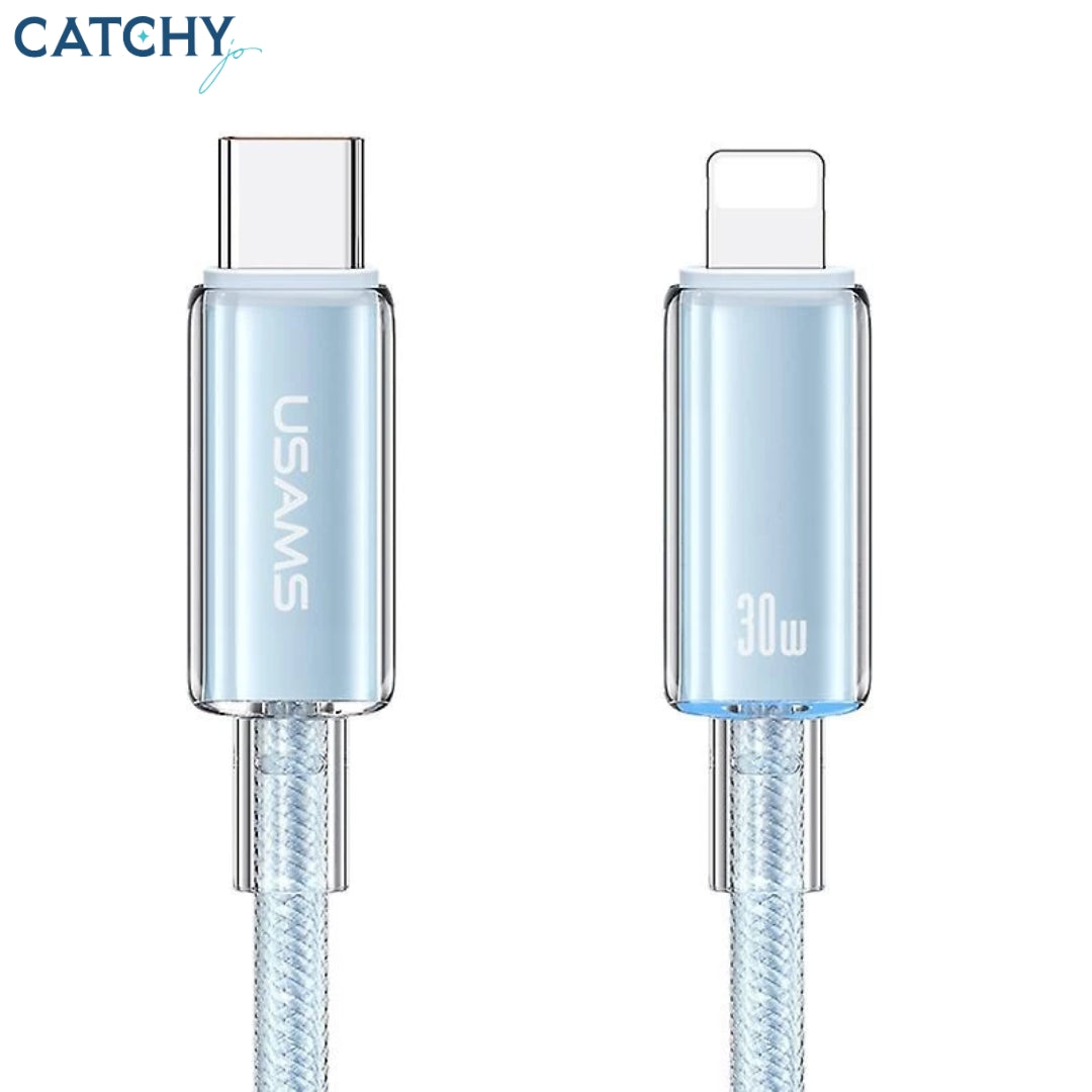 USAMS SJ659 Type-C To Lightning Fast Charging Transparent Data Cable (1.2M)