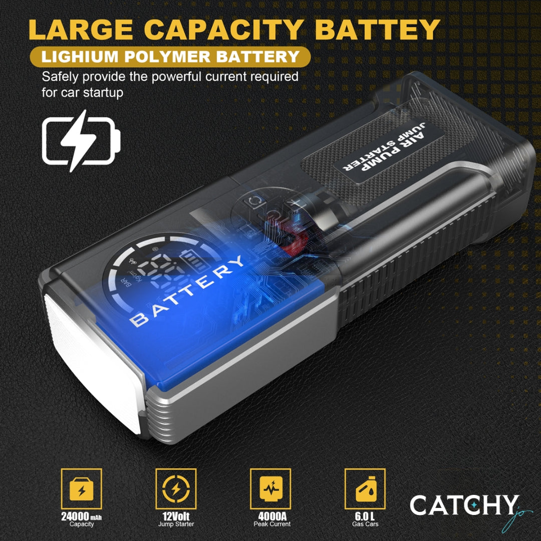 Air Pump Car Battery Booster Power Bank Charger (24000mAh)