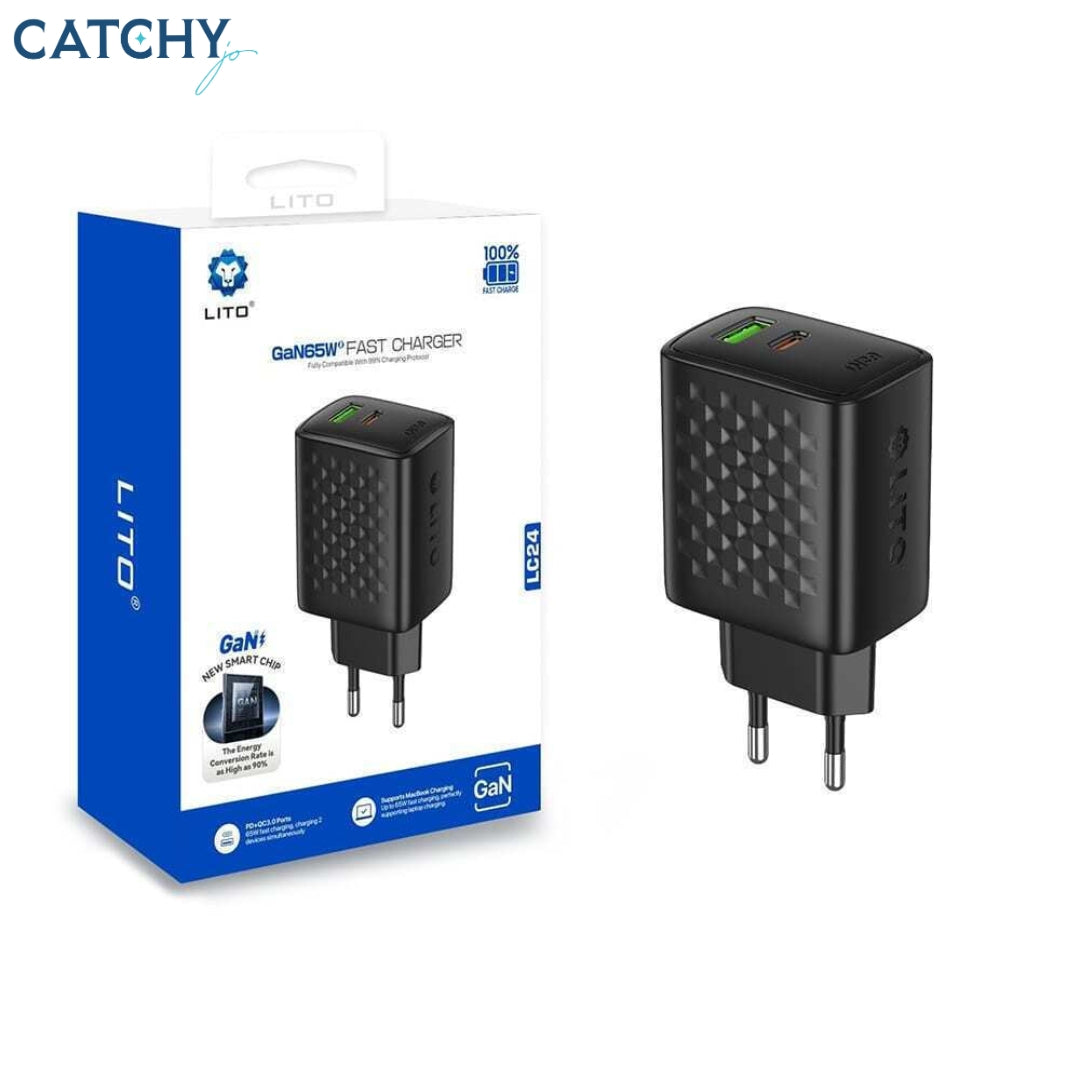 LITO LC24 Charging Adapter With USB-A Port & USB-C Port (65W)