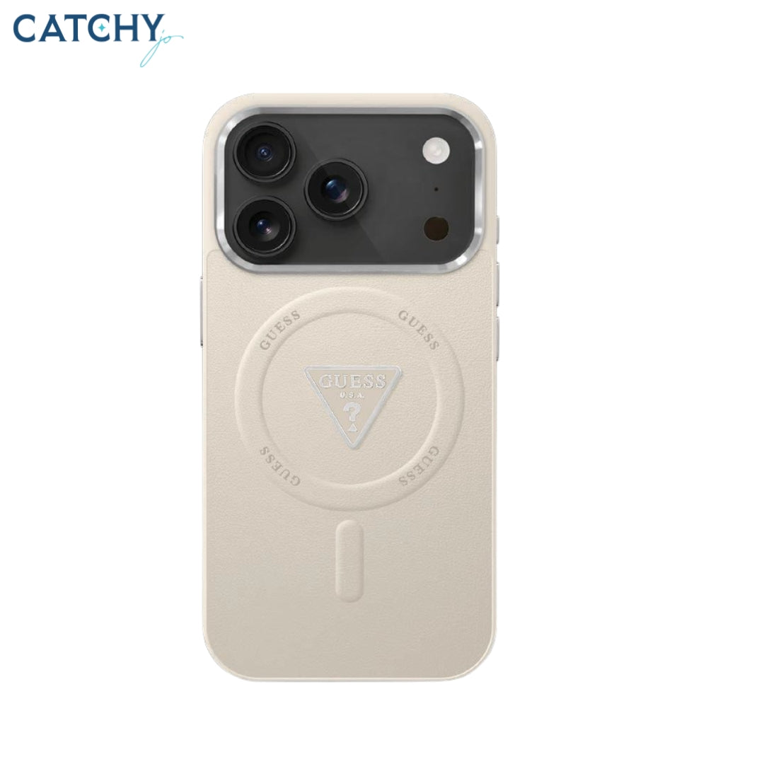 GUESS iPhone MagSafe Leather Case With Triangle Logo