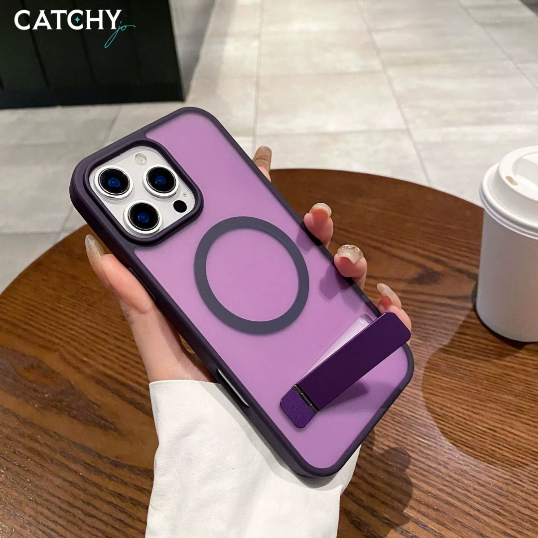 Magnetic Stand Grip Frosted Wireless Charge Case