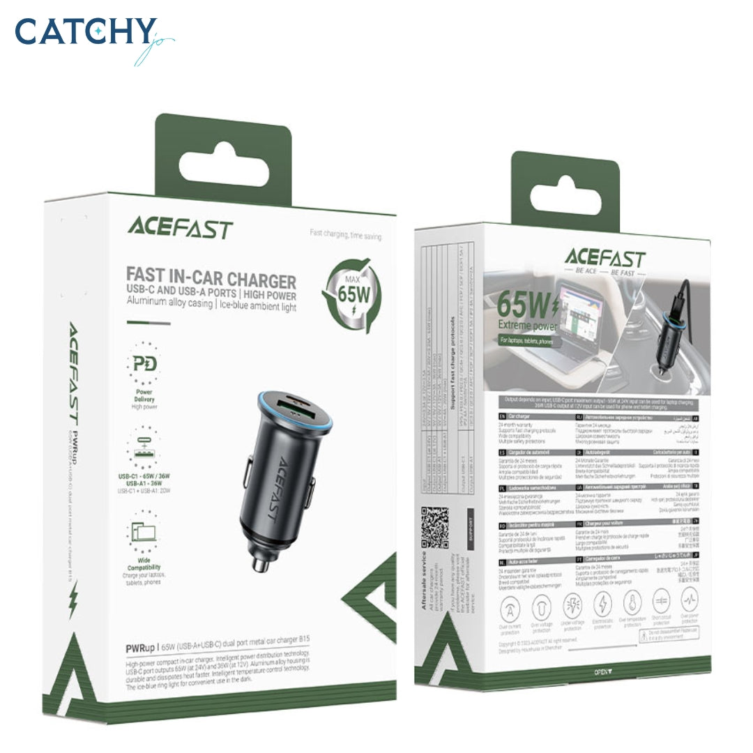 ACEFAST B15 Car Charger (USB-A+USB-C) Dual Port (65W)
