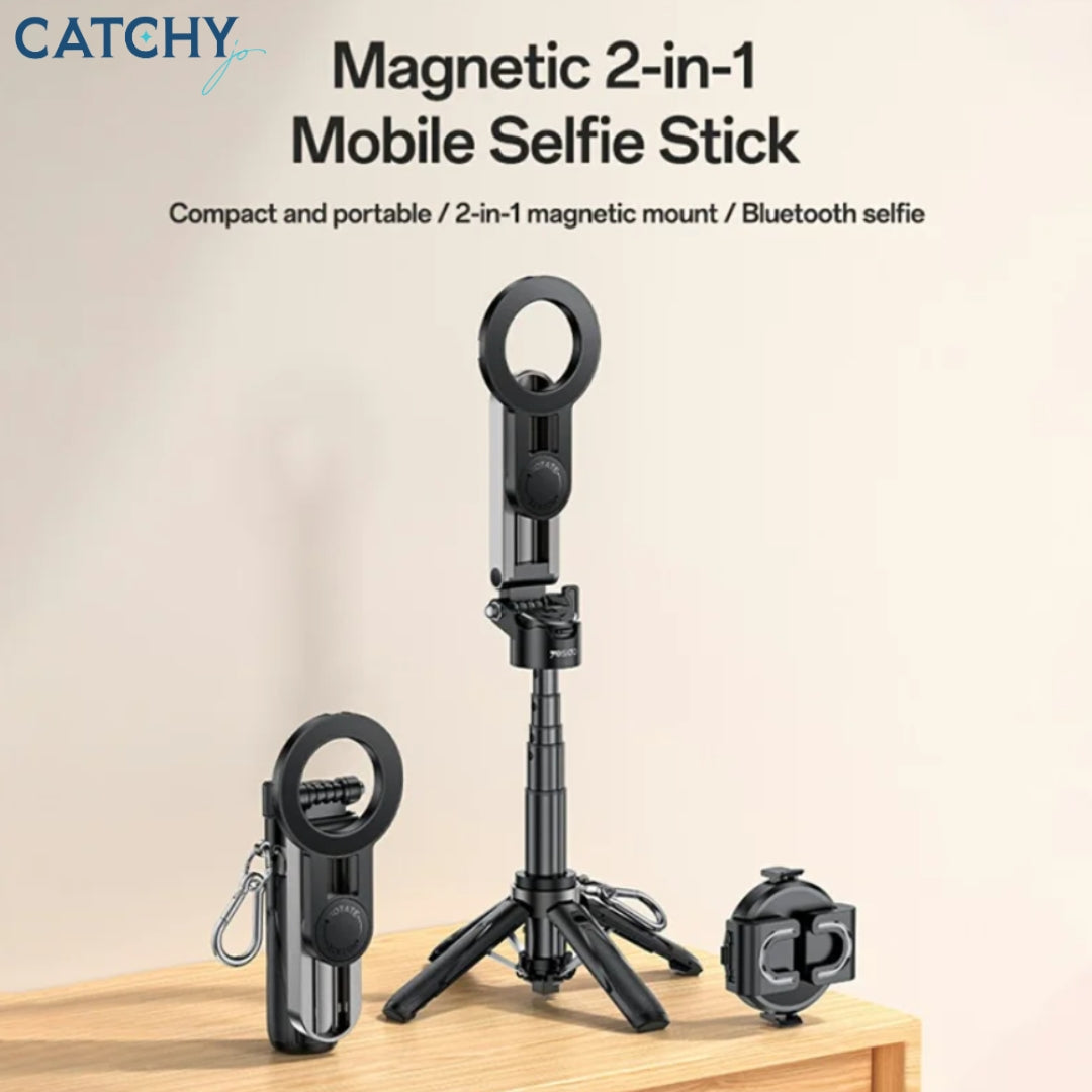 YESIDO SF31 2-in-1 Magnet & Clamp Selfie Stick with BT Remote Control