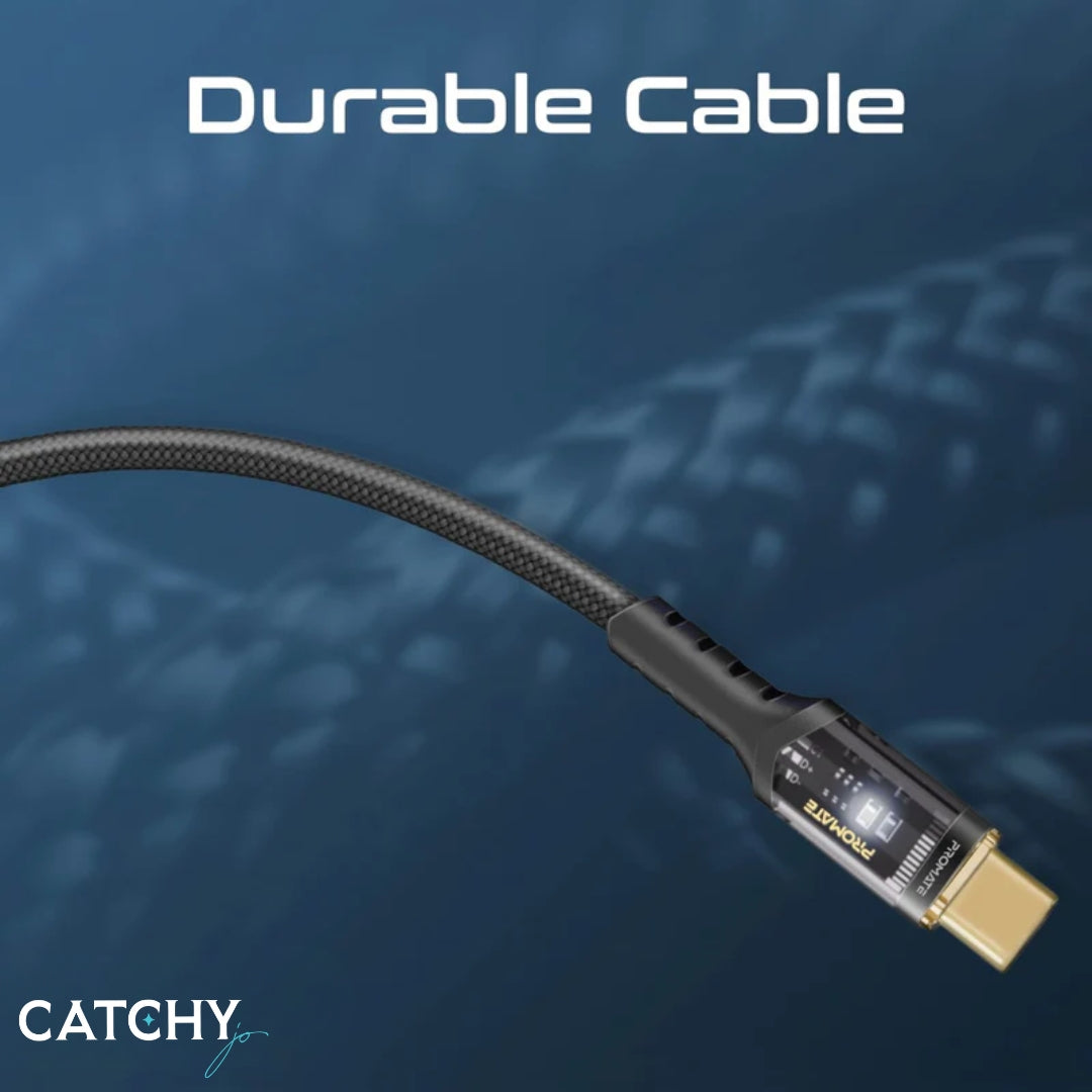 PROMATE LucidLine-CC200 2M USB-C Cable With LED Light (100W)