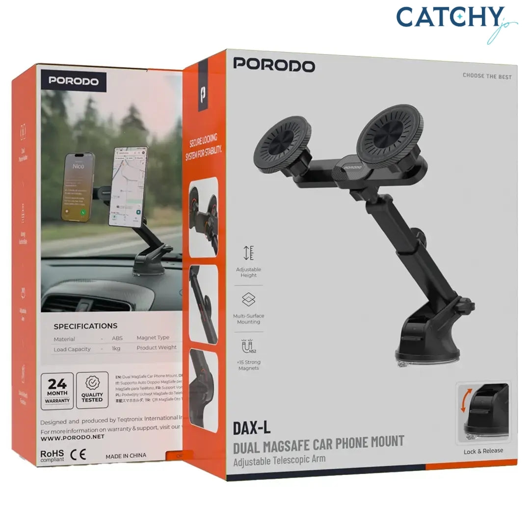 Porodo Dax-L Dual MagSafe Car Phone Mount