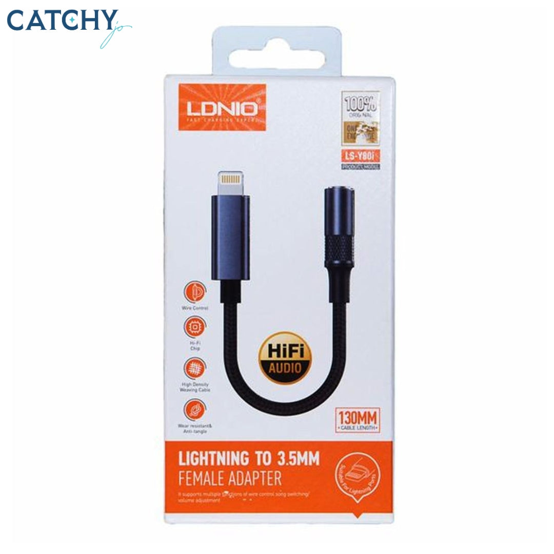 LDNIO LSY80I كابل محول صوتي بمنفذ 3.5mm أنثى إلى Lightning