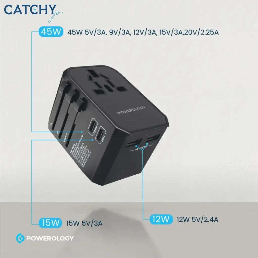 Powerology Universal Charger With Triple USB-A Ports Powerology Universal Charger With Triple USB-A Ports