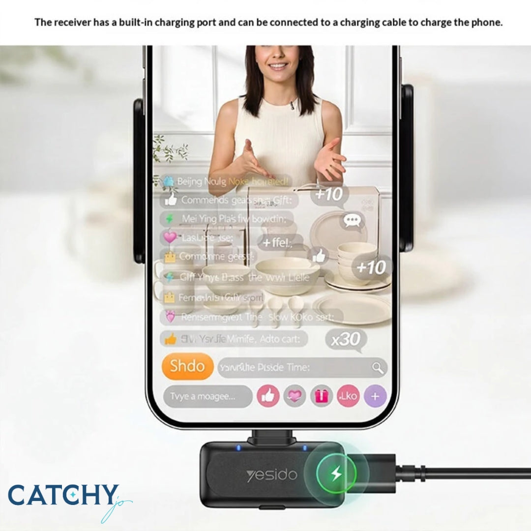 YESIDO KR24 Lightning Wireless Lavalier AI Noise Cancelling Microphone