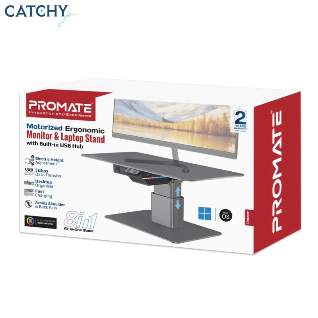 PROMATE Raizer Monitor & Laptop Stand With Built-In USB Hub