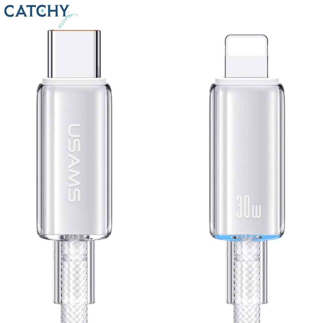 USAMS SJ659 Type-C To Lightning Fast Charging Transparent Data Cable (1.2M)