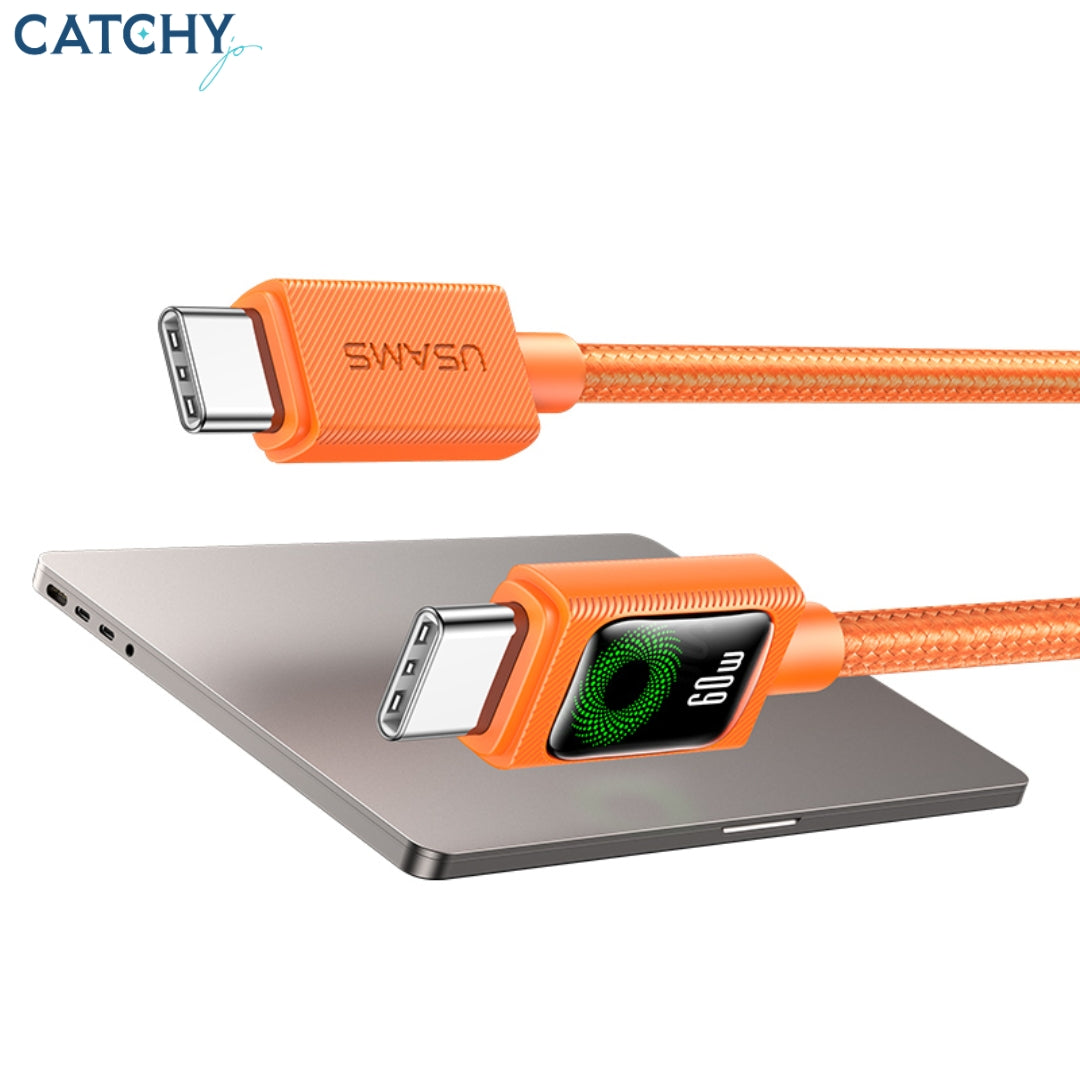 USAMS SJ773 Type-C To Type-C Charging & Data Cable With Light