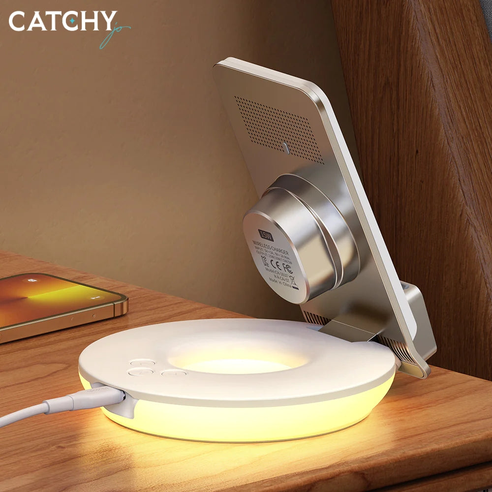 MCDODO CH-1610 4 in 1 Desktop Wireless Charger with Alarm & Night Lamp