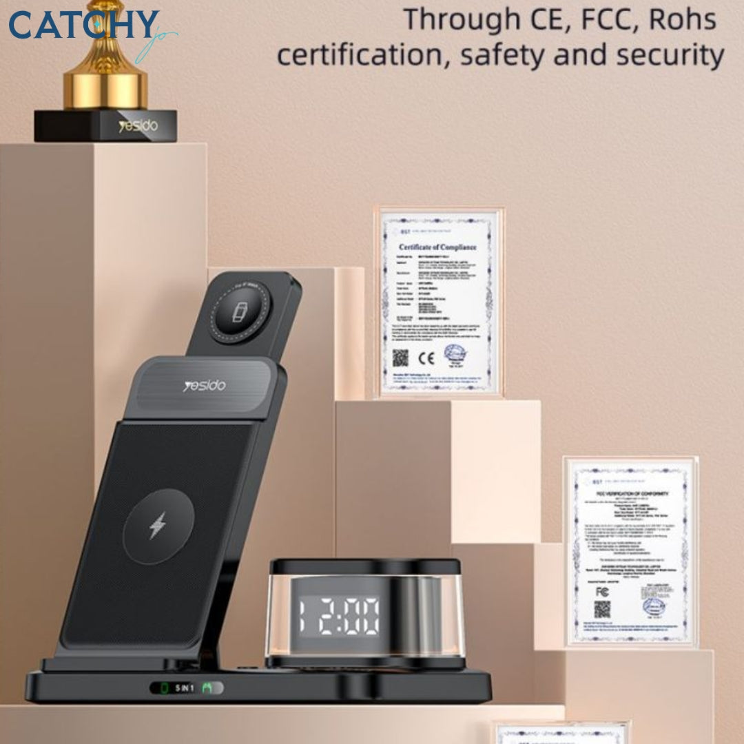 YESIDO DS22 5-in-1 Fast Charging Double Angle Wireless Charger (15W)