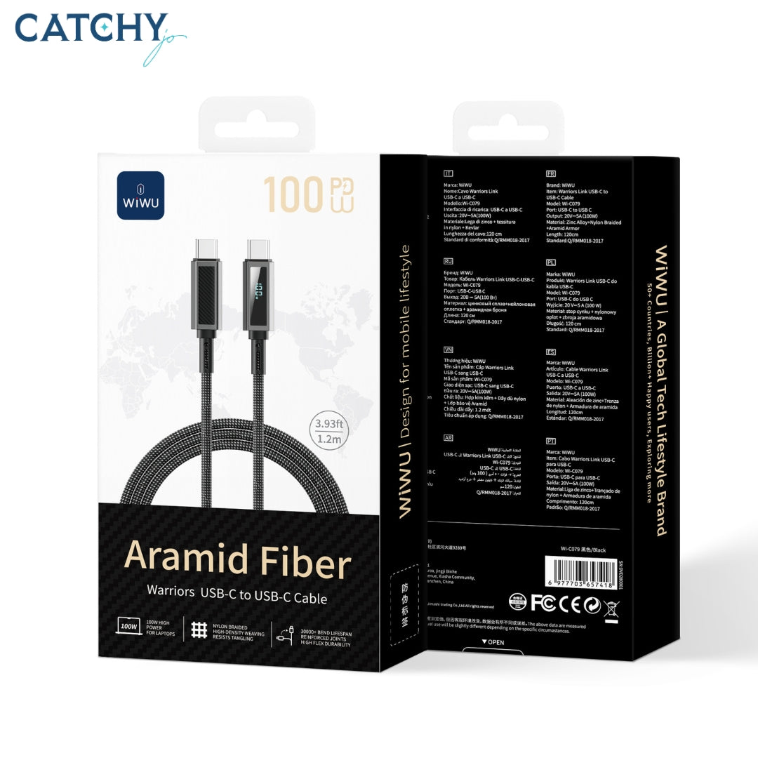 WiWU Wi-C079 Warriors Type-C To Type-C Cable 1.2M (100W)