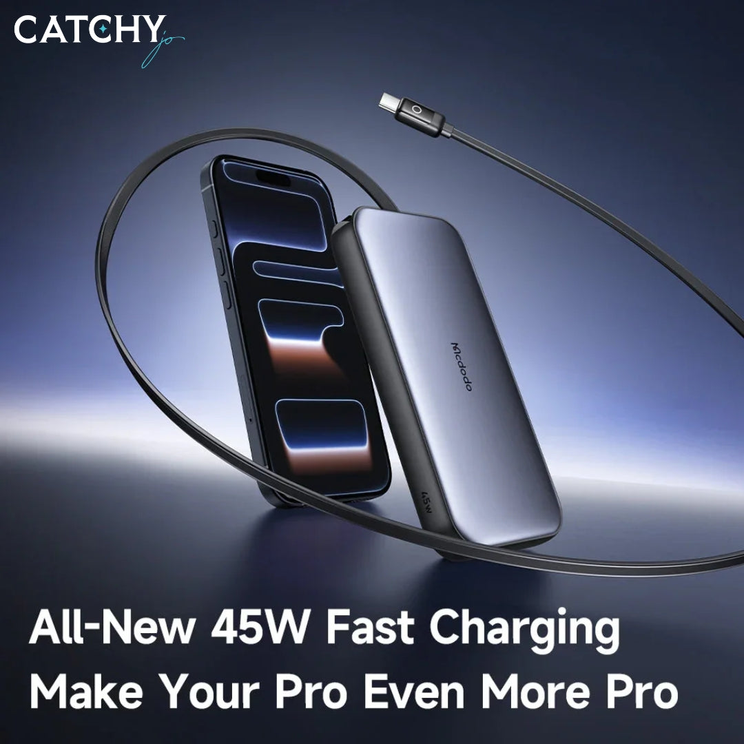 MCDODO FreeGo Fast Power Bank With Built-in Type-C Cable (10000mAh)