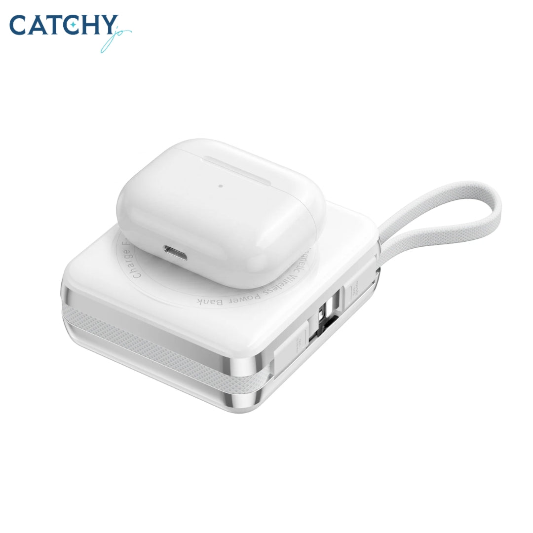 WiWU XF17 3-in-1 Magnetic Wireless Power Bank With Built-in Cable (10000mAh)