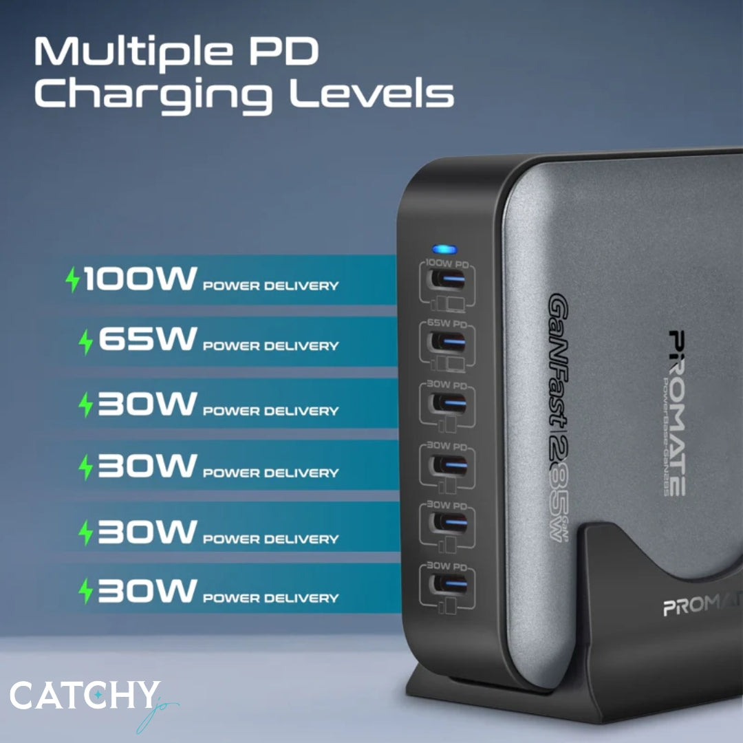 PROMATE PowerBase-GaN285W Multi-Port Desktop Charging Station
