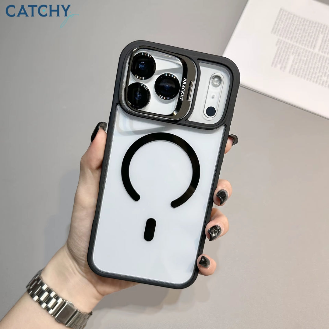 iPhone Metal Lens Bracket Magnetic Clear Case