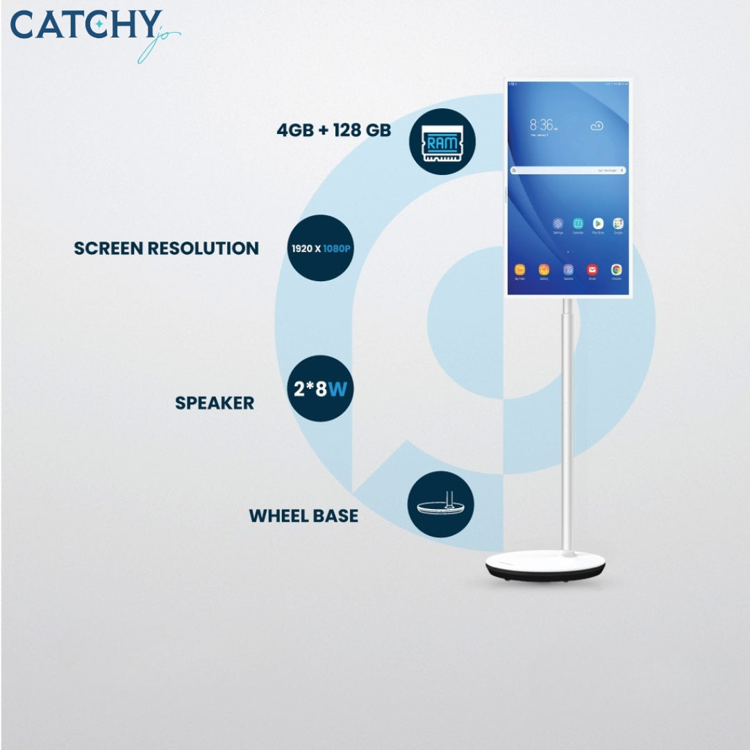 تابلت Powerology بنظام Android مقاس 32” مع حامل وبطارية مدمجة