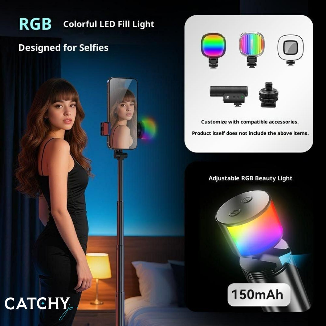 P24-D Anti Shake Extendable Selfie Stick With Fill Light