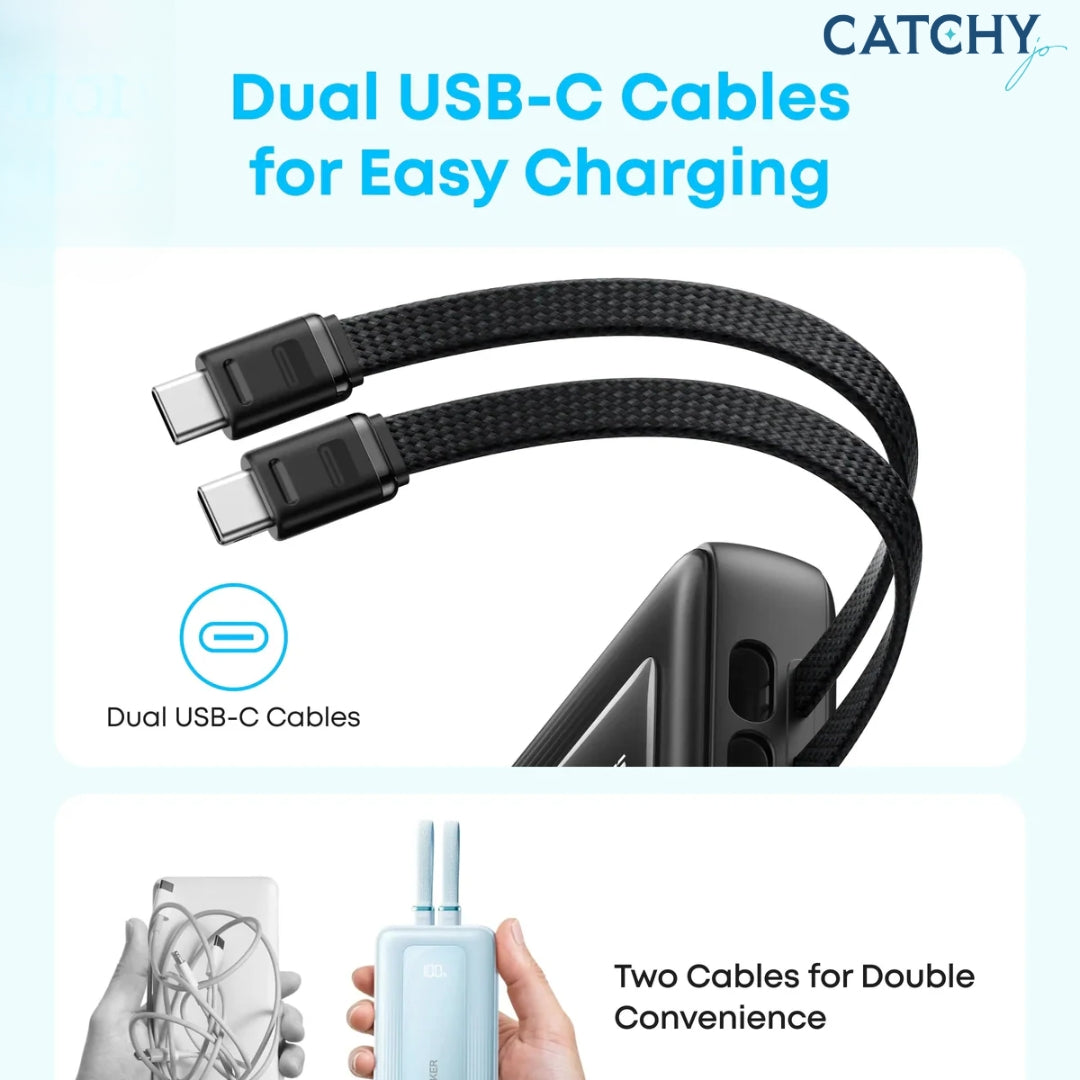 Anker Zolo Power Bank With Dual USB-C Cables(35W) 10000mAh