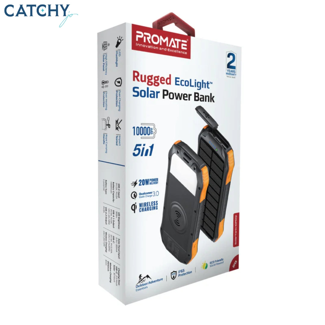 PROMATE Solar Power Bank Rugged EcoLight (10000mAh)