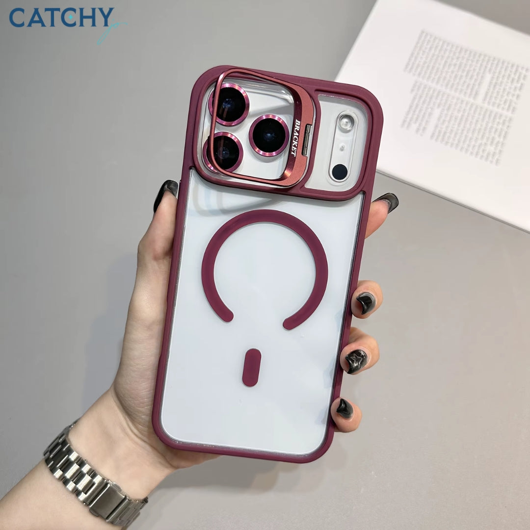 iPhone Metal Lens Bracket Magnetic Clear Case
